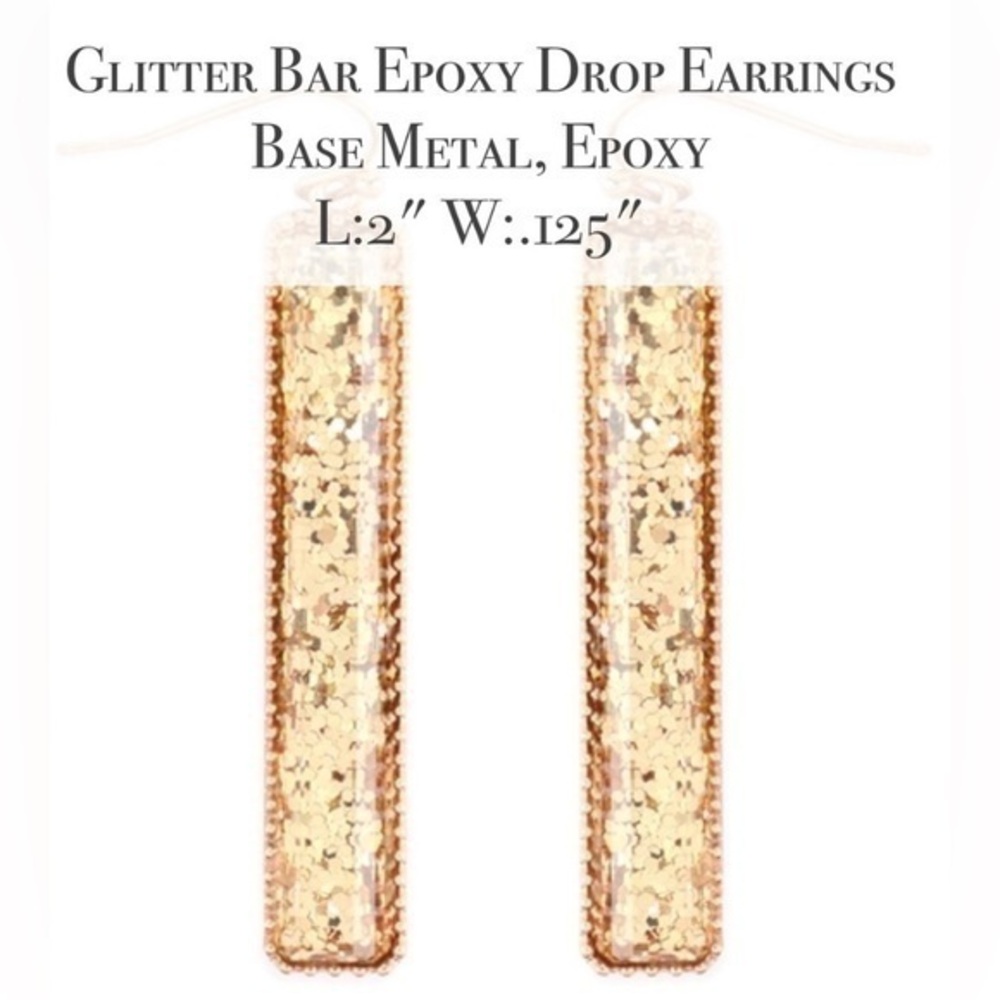 Glitter bar epoxy drop earrings